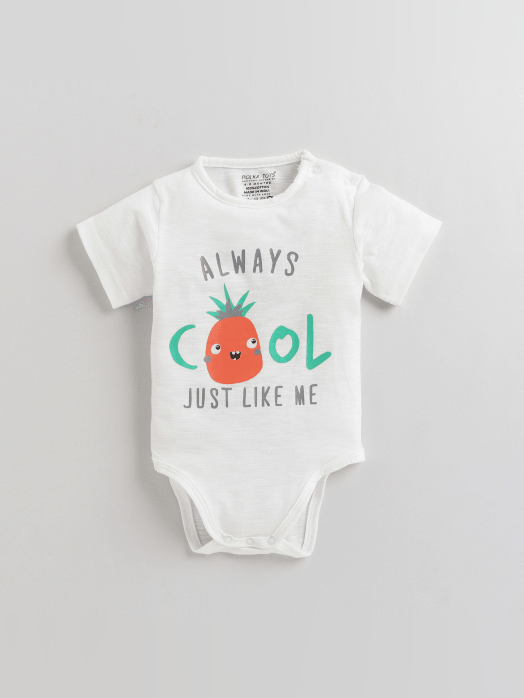 Polka Tots Half Sleeves Romper Onesie Always Cool print - White