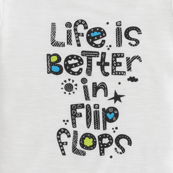 Polka Tots Half Sleeves Rompers Onesie Life Is Better print - White