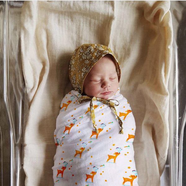 Polka Tots Muslin Swaddle Organic Cotton (Deer)
