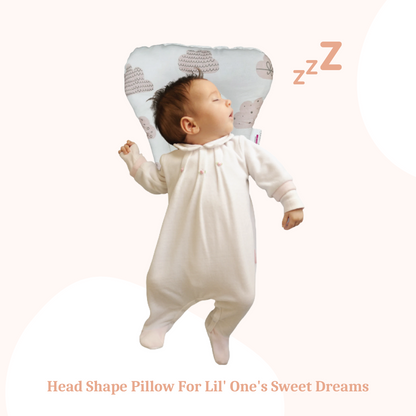 Polka Tots Cotton Baby Head Shape Pillow Cloud Design Peach
