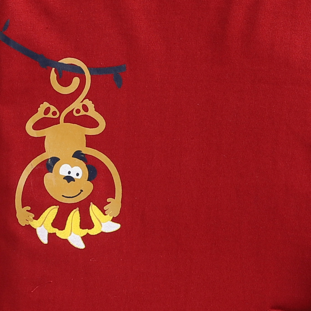 Polka Tots Full Sleeves Monkey Printed Tshirt - Red