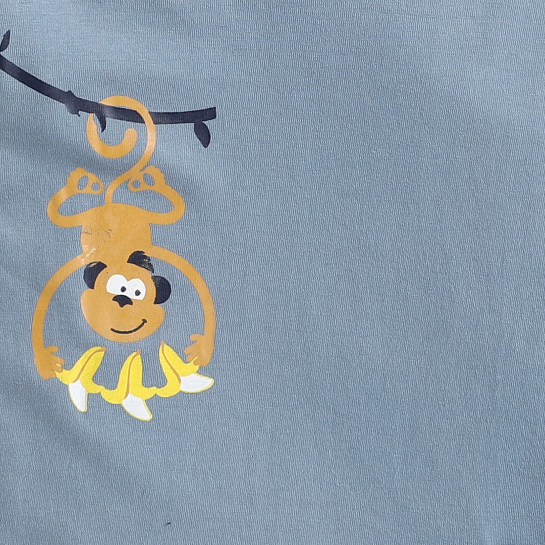Polka Tots Full Sleeves Monkey Printed Tshirt - Blue