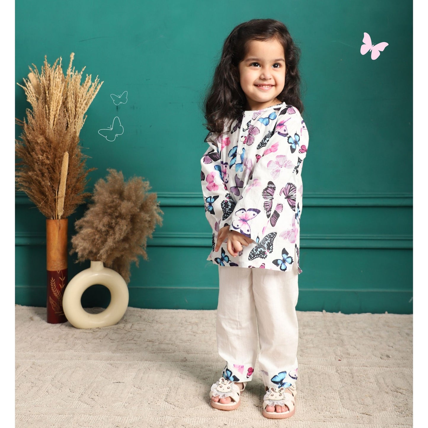 Polka Tots Kurta Pajama for Kids 100% Super Soft Cotton Night Suits for Boys & Girls - White