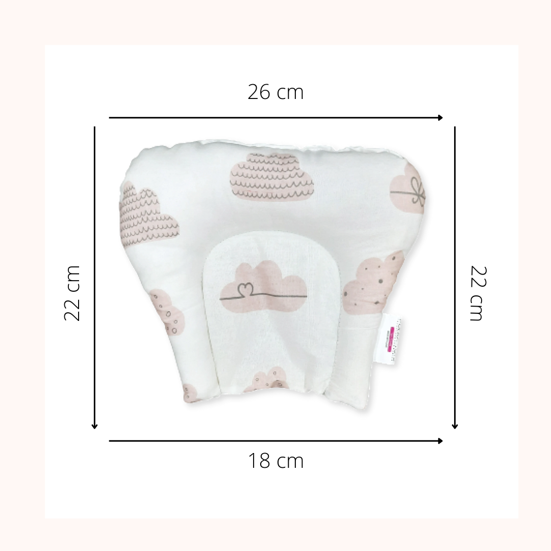 Polka Tots Cotton Baby Head Shape Pillow Cloud Design Peach