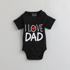Polka Tots Half Sleeves I Love Dad Antibacterial Fabric Onesie - Black