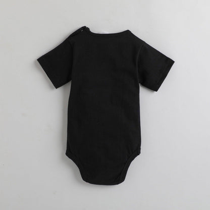 Polka Tots Half Sleeve Rompers Onesie Antibacterial Fabric Deer Black