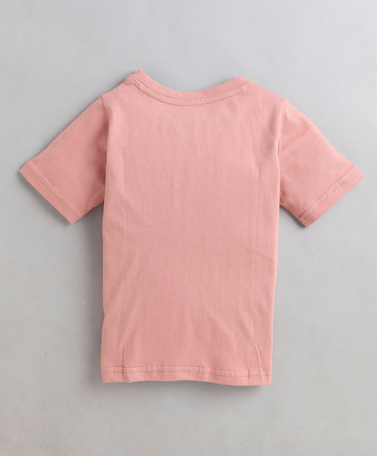 Polka Tots Half Sleeves Dinosaur Print Tshirt - Pink