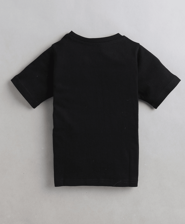 Polka Tots Half Sleeves Dinosaur Print Tshirt - Black