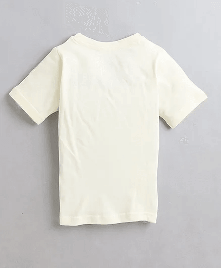 Polka Tots Half Sleeve Panda In Pocket Print Tshirt - Cream