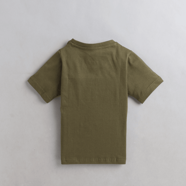 Polka Tots Half Sleeves Boys Rules Print Tshirt- Green