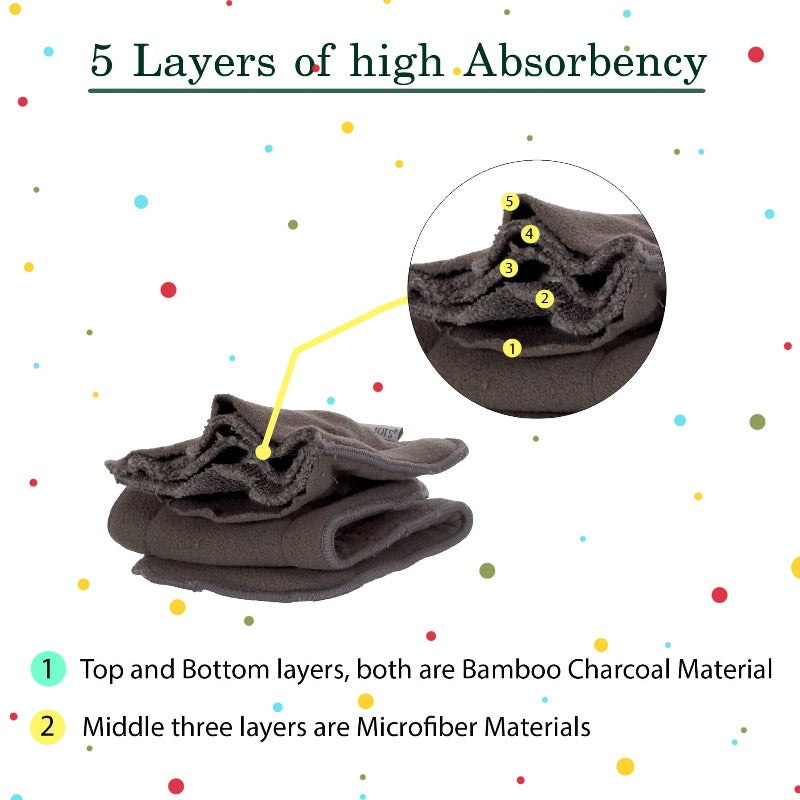 5 layers of High absorbent Bamboo Fiber inserts 
