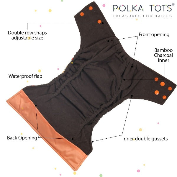 Polka Tots Charcoal Cloth Diaper usage 