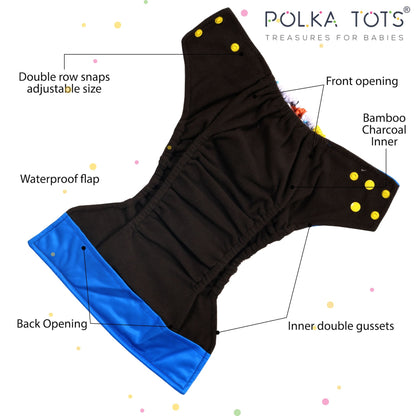 Polka Tots Charcoal Cloth Diaper 