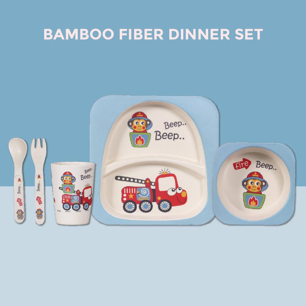 Eco-Friendly Bamboo Fiber Kids Dinner Set (Firetruck)