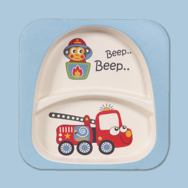 Eco-Friendly Bamboo Fiber Kids Dinner Set (Firetruck)