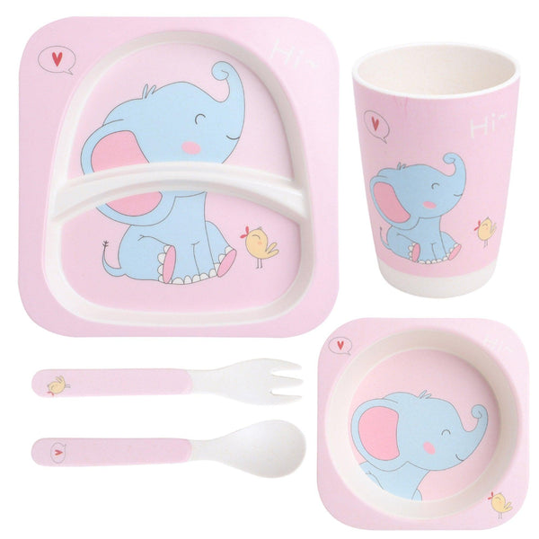 Eco Friendly Bamboo Fiber Kids Dinner Set (Bird Elephant)