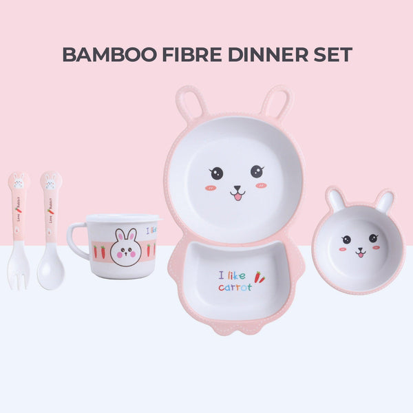 Eco-Friendly Bamboo Fiber Kids Crockery Set having 5 Pieces (Bunny)