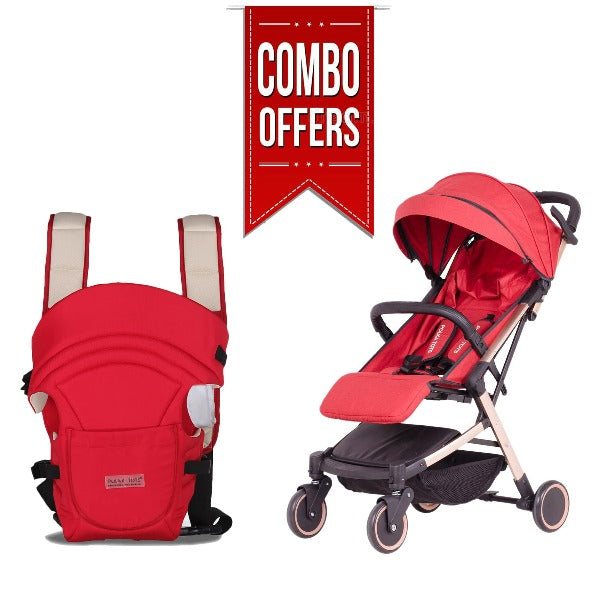 3 in 1 baby carrier & trolley stroller red 