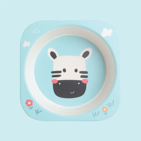 Eco-Friendly 5 Pieces Bamboo Fiber Kids Dinner Set (Zebra)