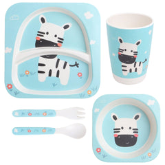 Eco-Friendly 5 Pieces Bamboo Fiber Kids Dinner Set (Zebra)