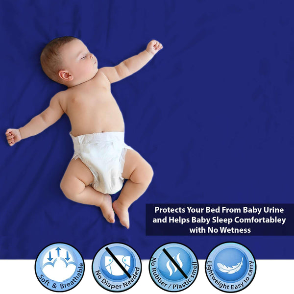 Baby Dry Sheet / Bed Protector XL Dark Blue (Size 140 x 200 CM)