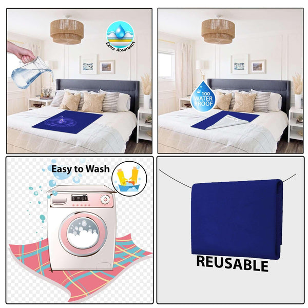 Baby Dry Sheet / Bed Protector XL Dark Blue (Size 140 x 200 CM)