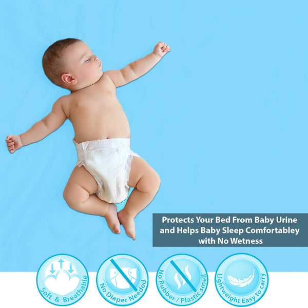 Baby Dry Sheet / Bed Protector Medium Blue (Size 70 x 100 CM)