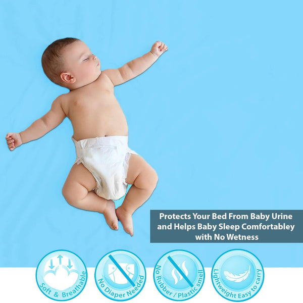 Baby Dry Sheet / Bed Protector Small Blue (Size 50 x 70 CM)