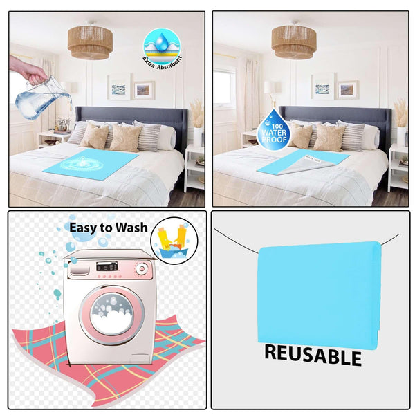 Baby Dry Sheet / Bed Protector XL Blue (Size 140 x 200 CM)