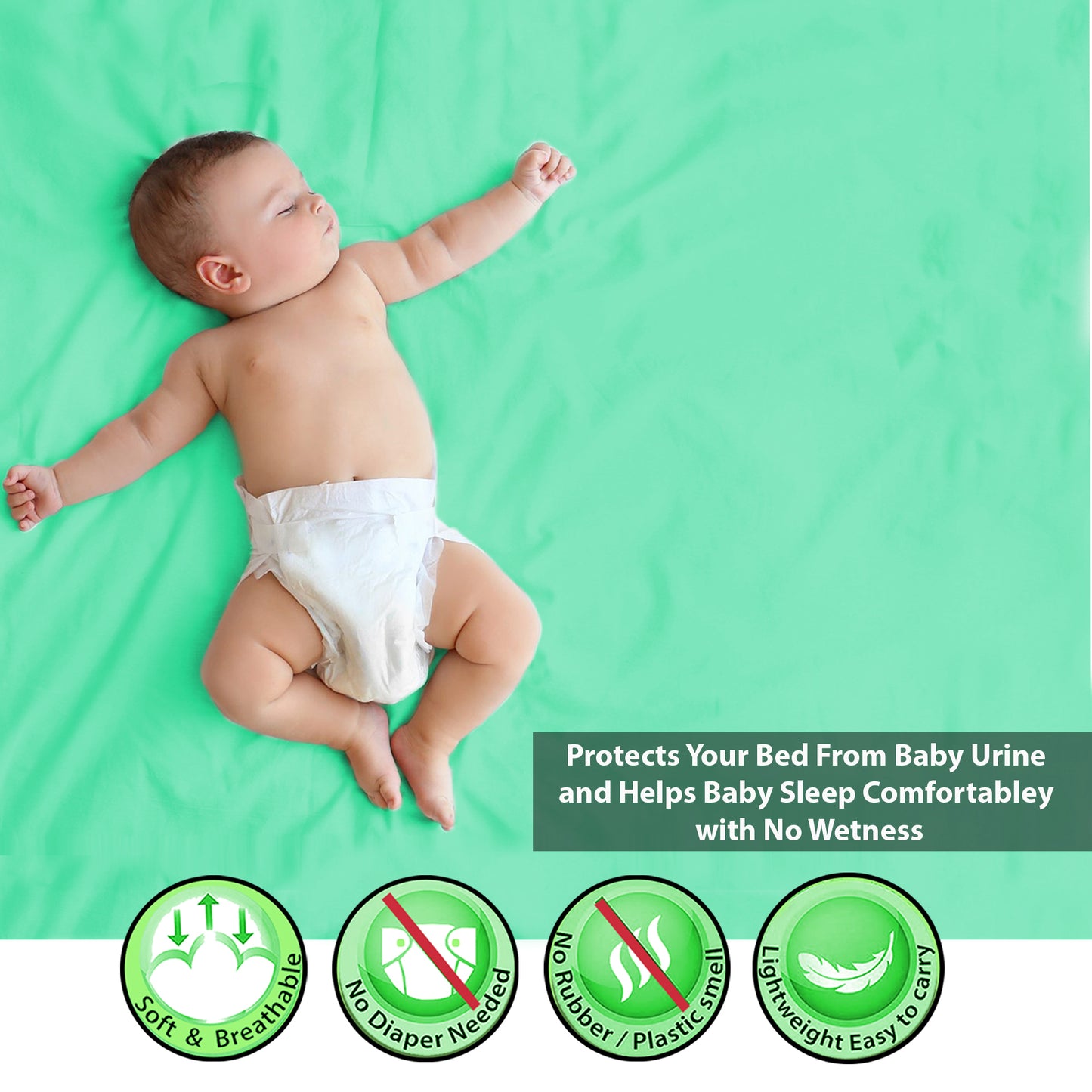 Baby Dry Sheet / Bed Protector XL Mint (Size 140 x 200 CM)