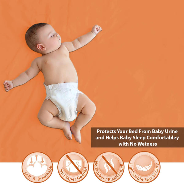 Baby Dry Sheet / Bed Protector XL Peach (Size 140 x 200 CM)