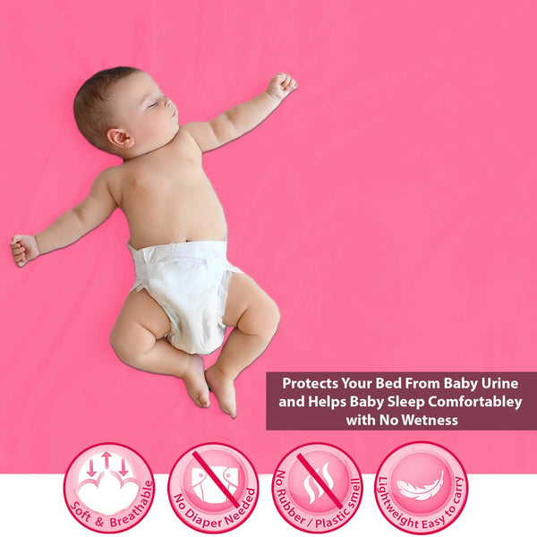 Baby Dry Sheet / Bed Protector Medium Pink (Size 70 x 100 CM)