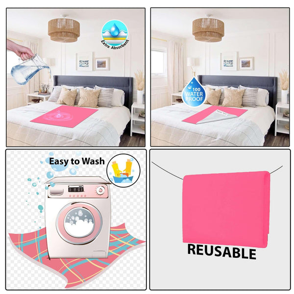Baby Dry Sheet / Bed Protector Large Pink (Size 100 x 140 CM)