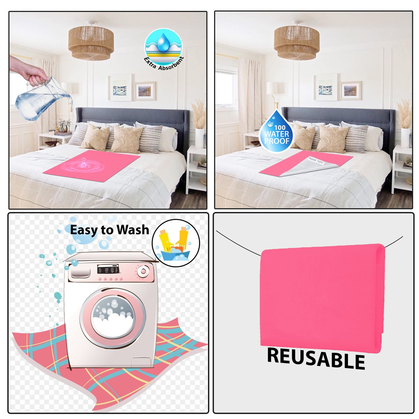 washable pink dry sheet 