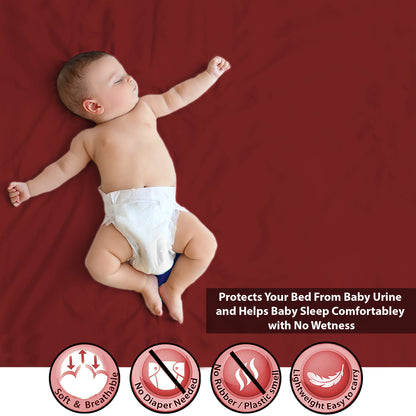 Baby Dry Sheet / Bed Protector Large Maroon (Size 100 x 140 CM)