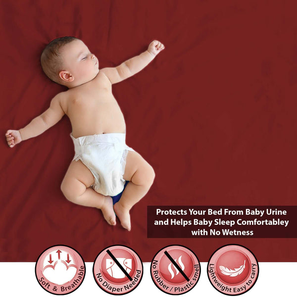 Baby Dry Sheet / Bed Protector XL Maroon (Size 140 x 200 CM)
