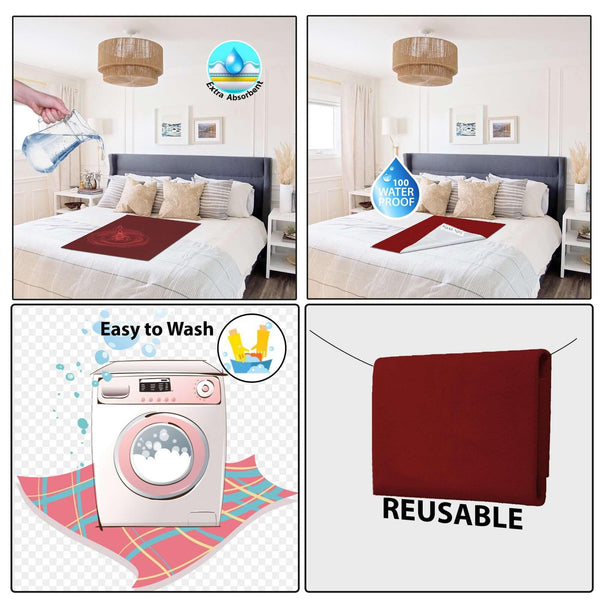 Baby Dry Sheet / Bed Protector Large Maroon (Size 100 x 140 CM)