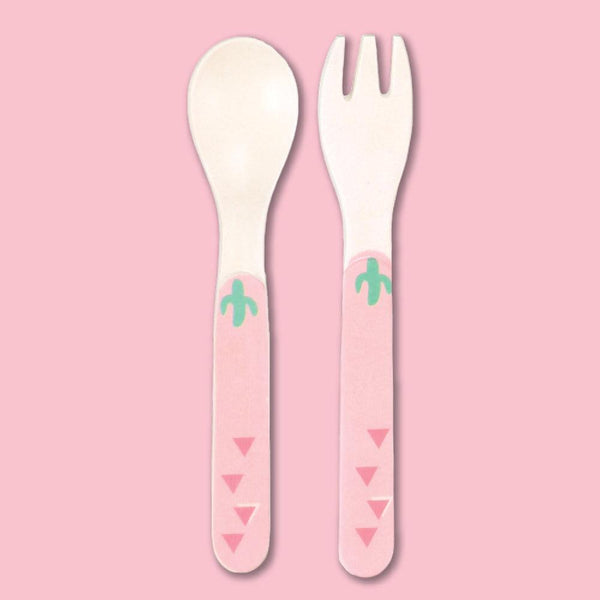 Eco Friendly 5 Pieces Bamboo Fiber Kids Dinner Set (Flamingo)