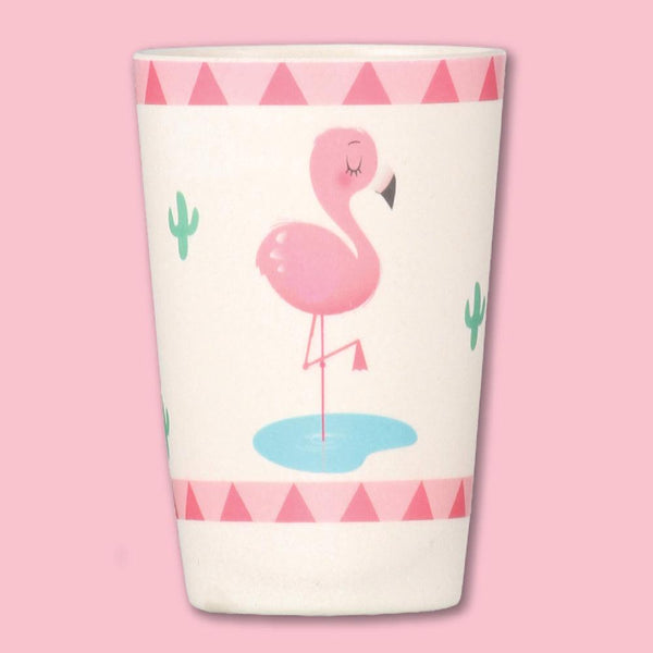 Eco Friendly 5 Pieces Bamboo Fiber Kids Dinner Set (Flamingo)