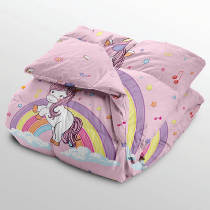 Polka Tots Kids Comforter Baby Blanket and Reversible Quilt 2 Way Design  ( Unicorn,60x 40inch )