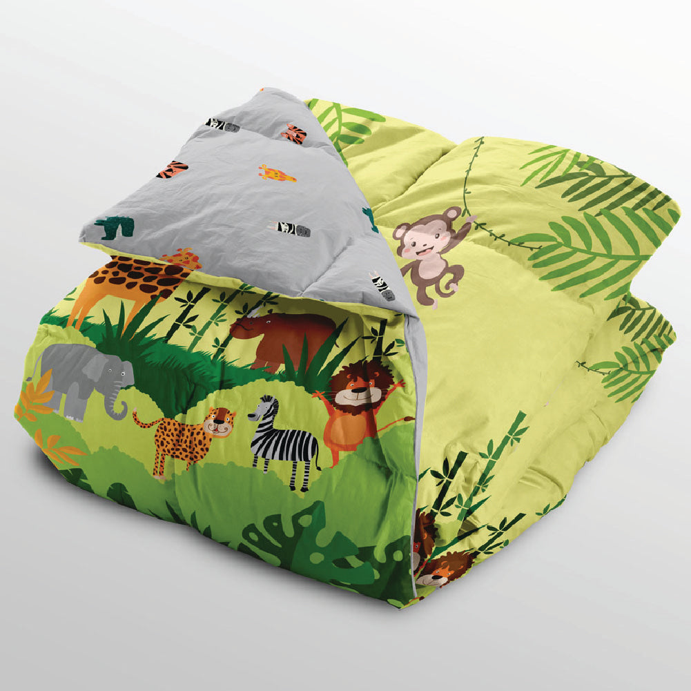 Polka Tots Kids Comforter Baby Blanket and Reversible Quilt 2 Way Design  ( Jungle,60x 40 inch )