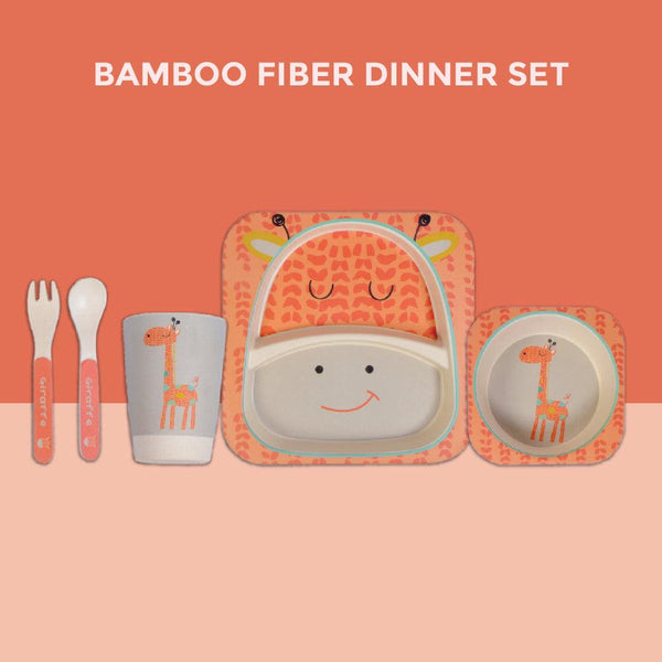 Eco Friendly 5 Pieces Bamboo Fiber Kids Dinner Set (Giraffe)