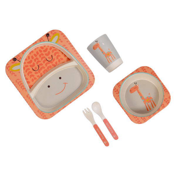 Eco Friendly 5 Pieces Bamboo Fiber Kids Dinner Set (Giraffe)