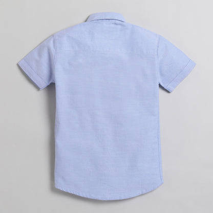 Polka Tots Half Sleeve Shirt Cute Lion With Pocket Roar Print - Blue