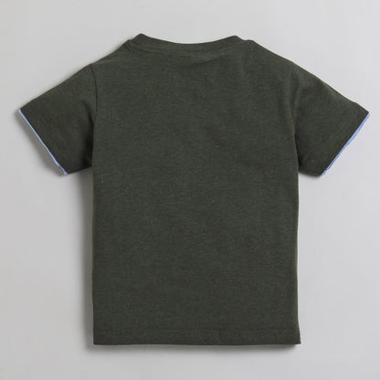 Polka Tots Half Sleeve T-Shirt 100% Cotton Great Adventures Now  - Dark Green