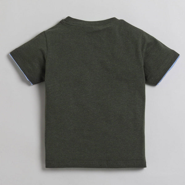 Polka Tots Half Sleeve T-Shirt 100% Cotton Great Adventures Now  - Dark Green