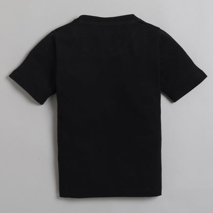 Polka Tots Half Sleeve T-Shirt Let's Party Print - Black
