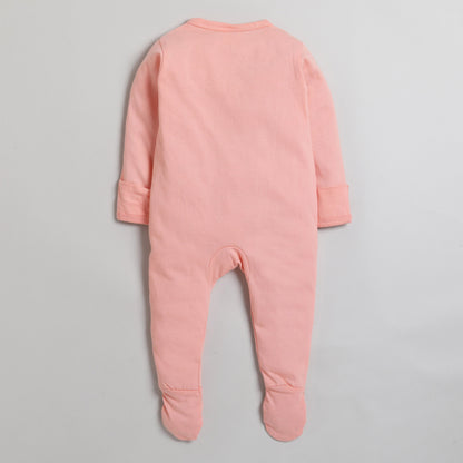 Polka Tots Footsie Romper With Mittens 100% Cotton Little Jerry - Peach