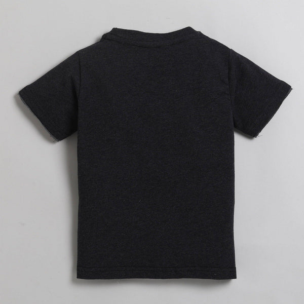Polka Tots Half Sleeve T-Shirt 100% Cotton Great Player Print - Black