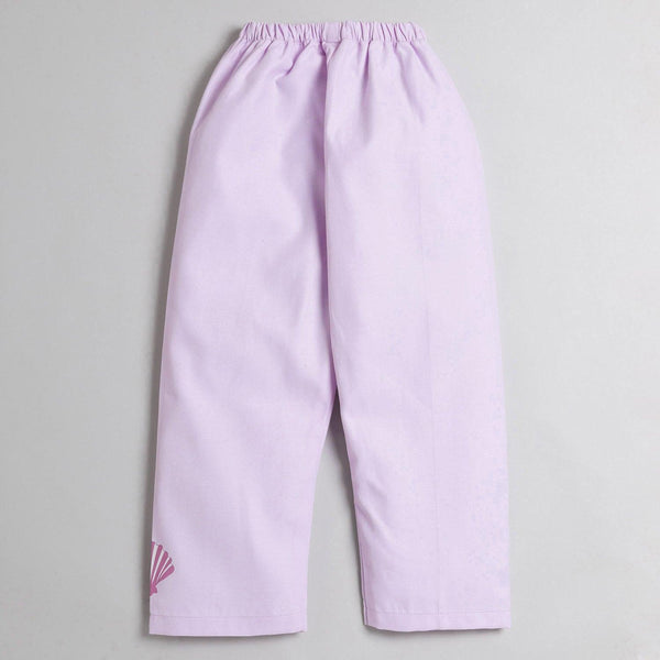 Polka Tots Half Sleeve Night Suit Pair Cotton Real Mermaid - Purple
